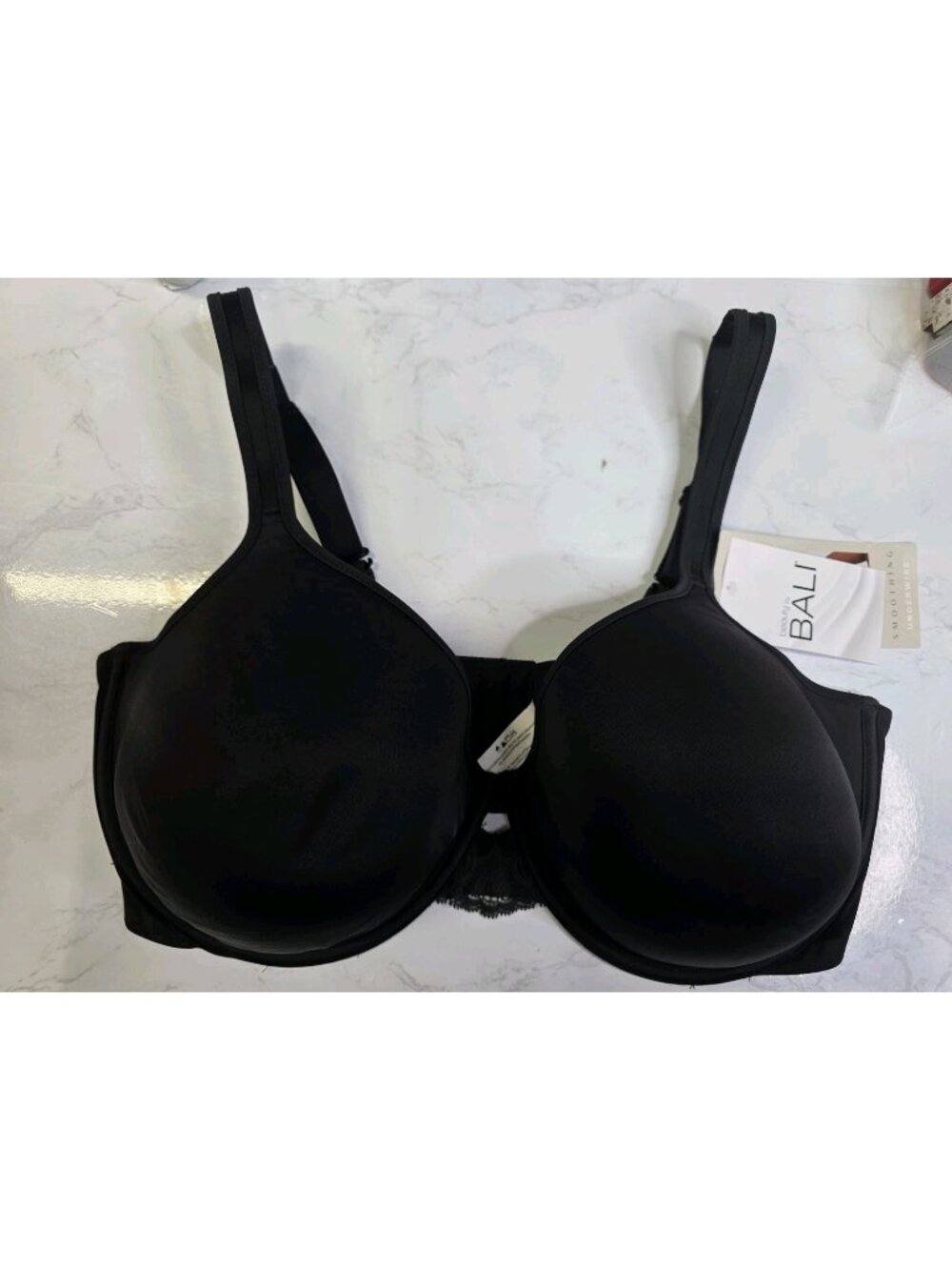 Bali One Smooth U Balibras Underwire Bra Black 42DD Full Coverage NWT. WL351